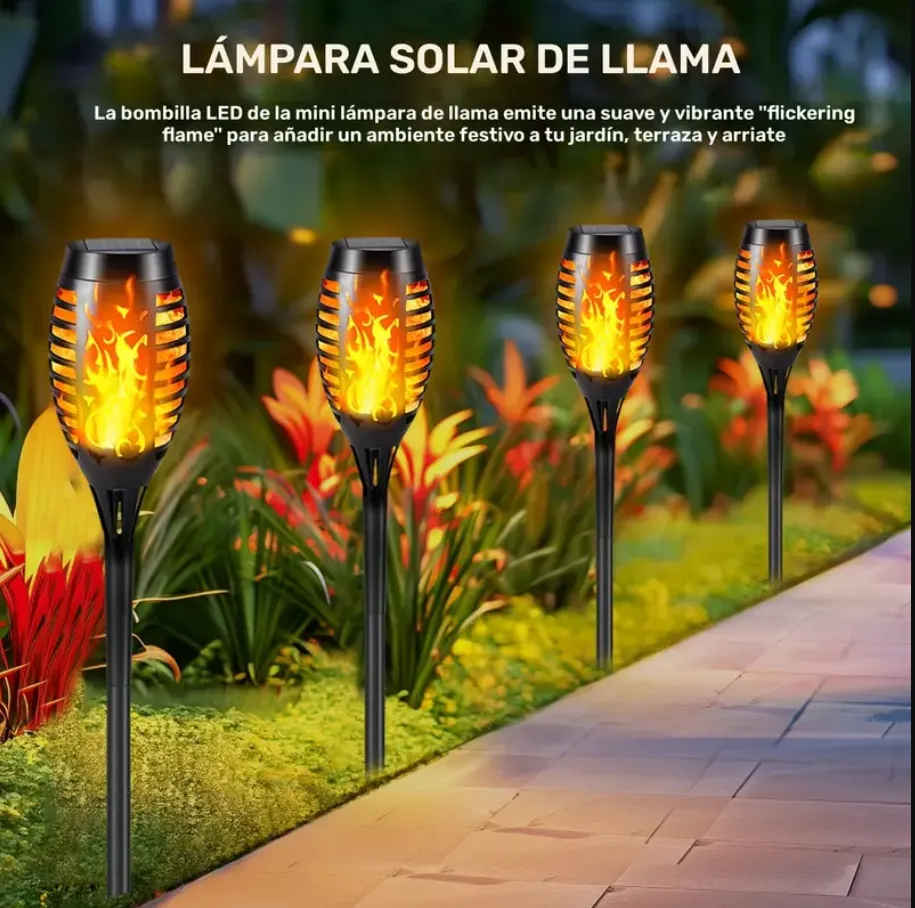 Luces de jardín de llama parpadeante alimentadas por energía solar
