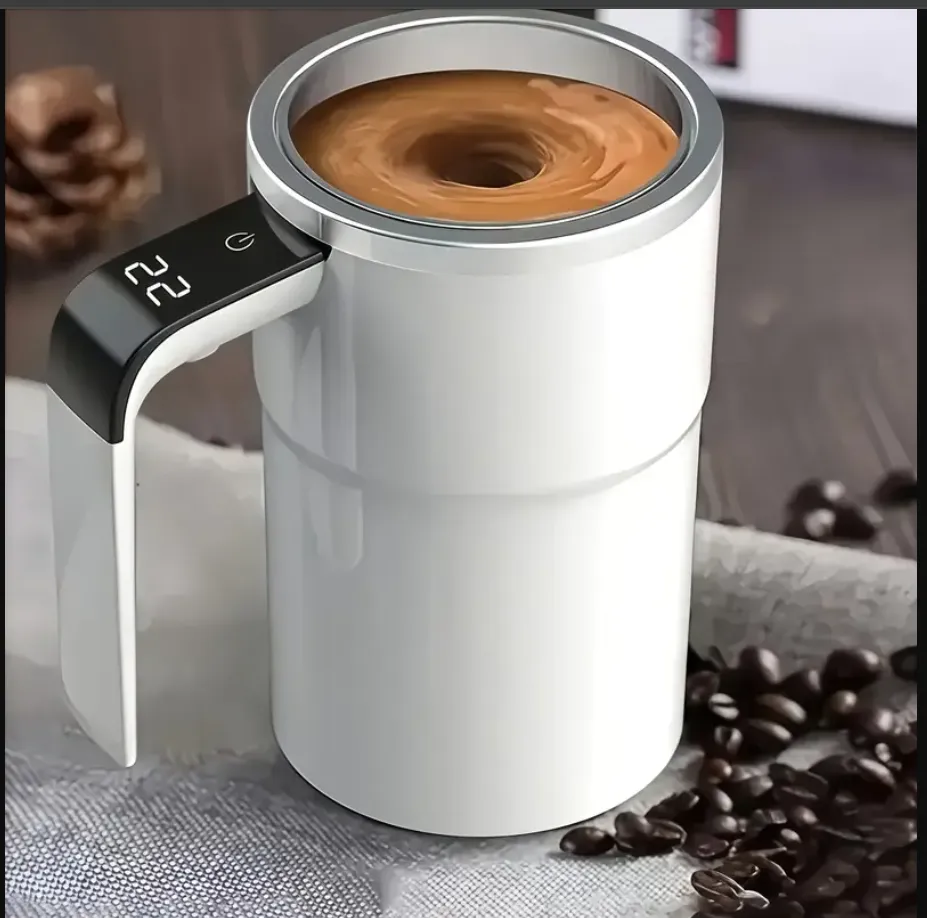 Taza de café eléctrica recargable por USB con pantalla de temperatura y función de agitación 