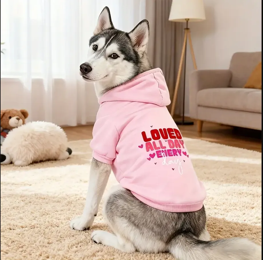 Sudadera Premium para Mascotas "Love All Day" con Capucha